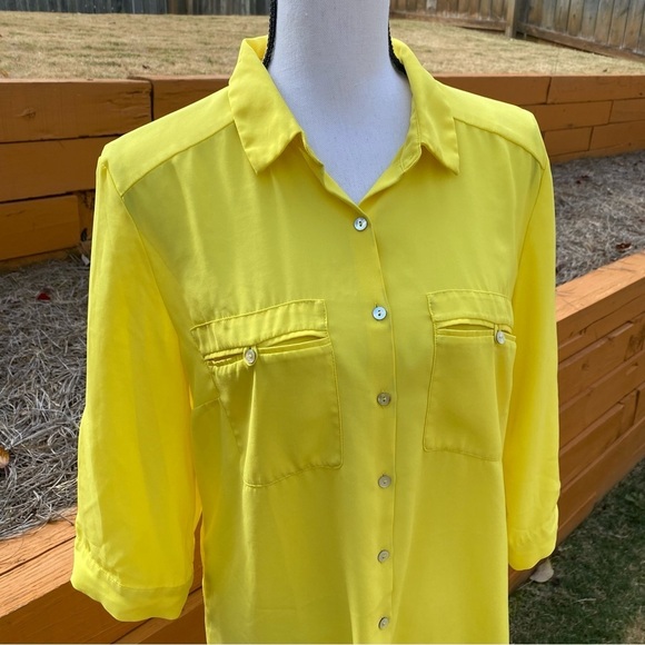 H&M Yellow 3/4 Sleeve Blouse Size 14 - Picture 5 of 14